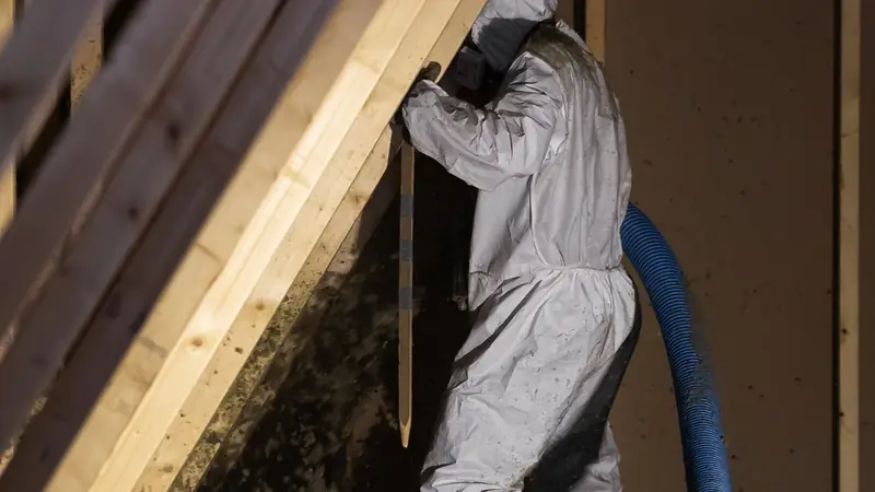 Soufflage d'isolant en ouate de cellulose dans des combles